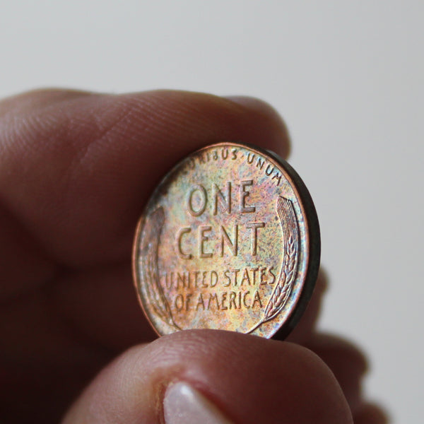 1958 / Lincoln Wheat Penny BU / Rainbow Toned
