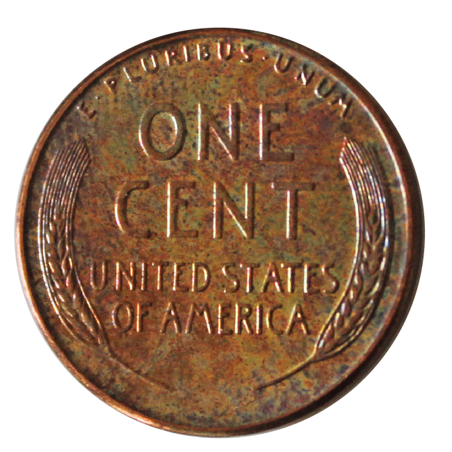 1958 / Lincoln Wheat Penny BU / Rainbow Toned
