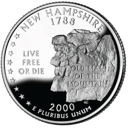 2000 / State Quarter Deep Cameo Silver Proof / New Hampshire