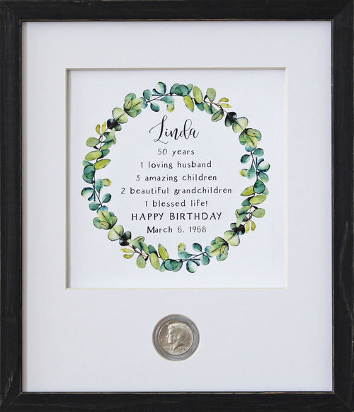 Farmhouse Wreath Birthday CoinArt