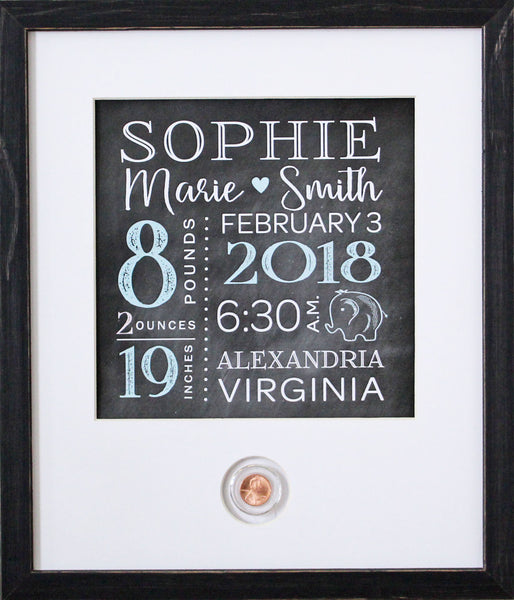 Baby Chalkboard CoinArt / Color Choices