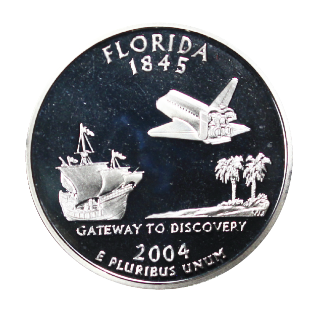 2004 / State Quarter Deep Cameo Silver Proof / Florida