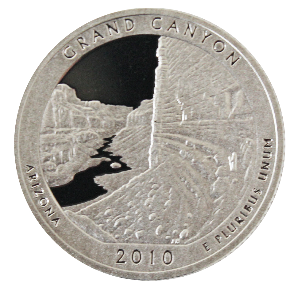 2010 / America the Beautiful Deep Cameo Silver Proof Quarter  / Grand Canyon National Park