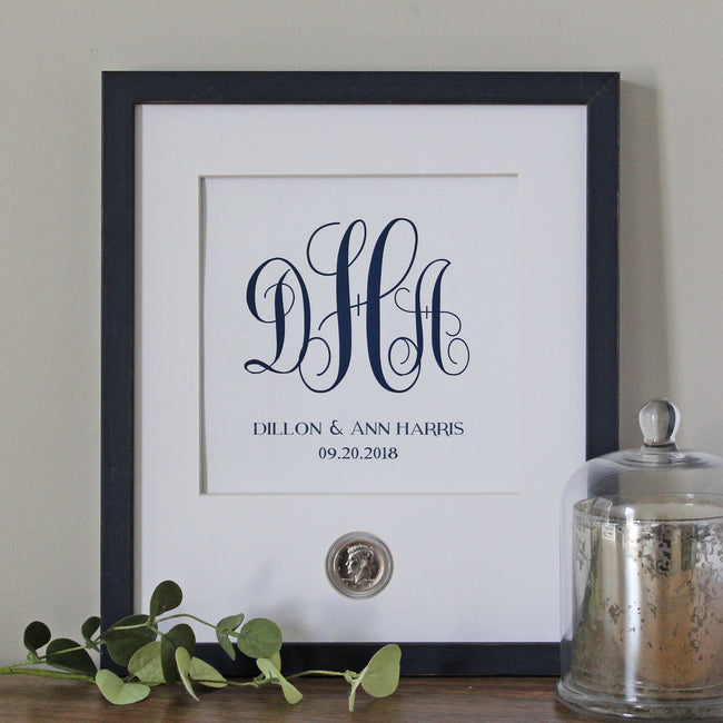 Traditional Monogram Wedding CoinArt / Color Choices