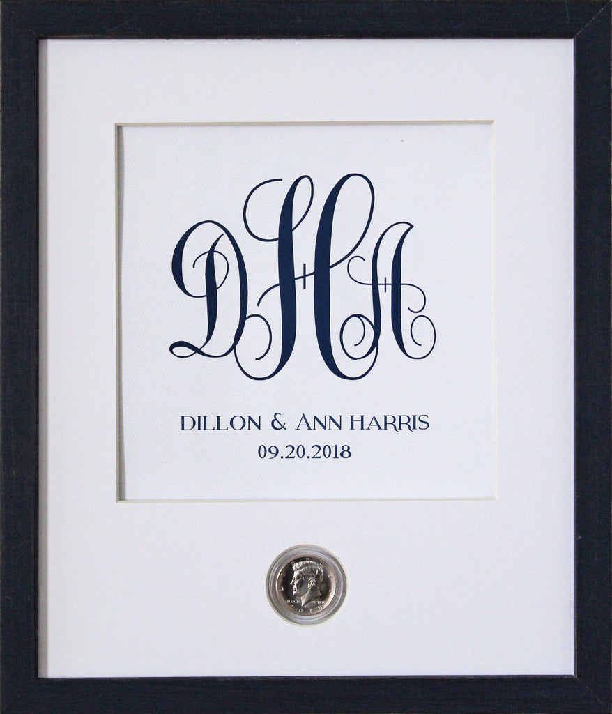 Traditional Monogram Wedding CoinArt / Color Choices