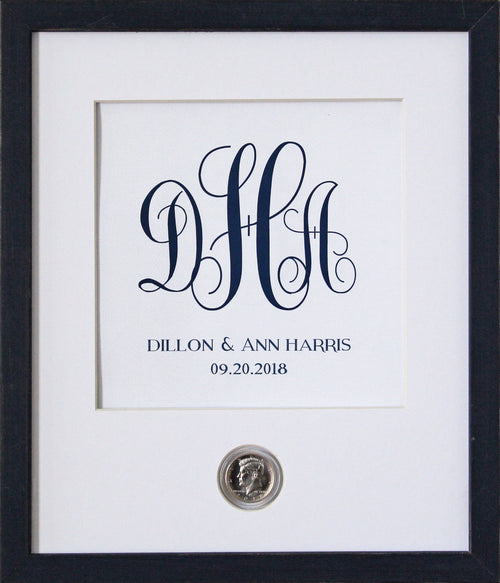 Traditional Monogram Wedding CoinArt / Color Choices