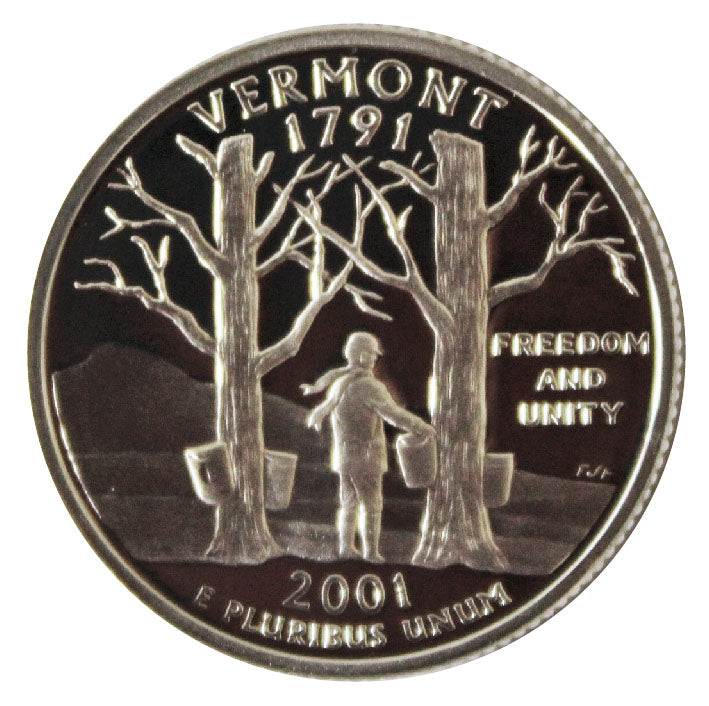 2001 / State Quarter Deep Cameo Silver Proof / Vermont