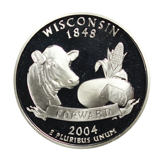 2004 / State Quarter Deep Cameo Silver Proof / Wisconsin