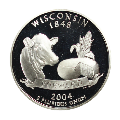 2004 / State Quarter Deep Cameo Silver Proof / Wisconsin