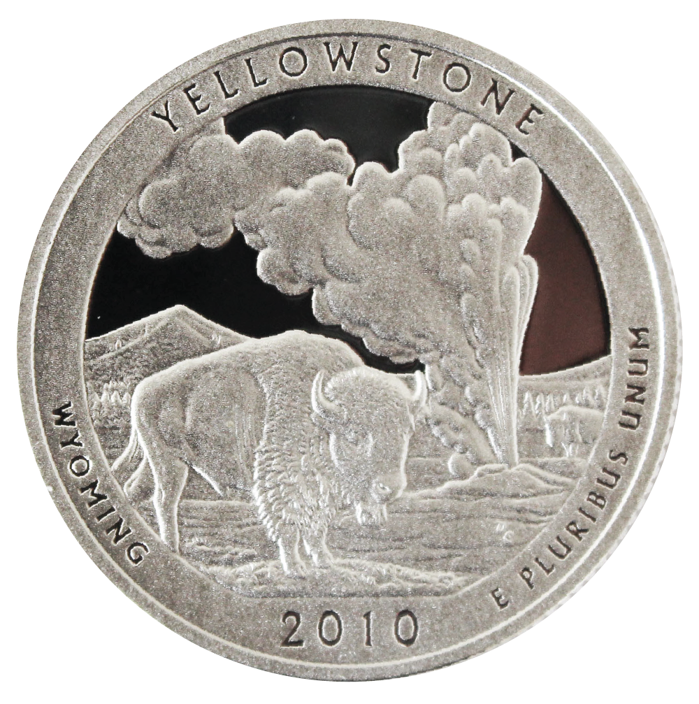 2010 / America the Beautiful Quarter Deep Cameo Silver Proof / Yellowstone National Park