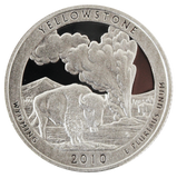 2010 / America the Beautiful Quarter Deep Cameo Silver Proof / Yellowstone National Park