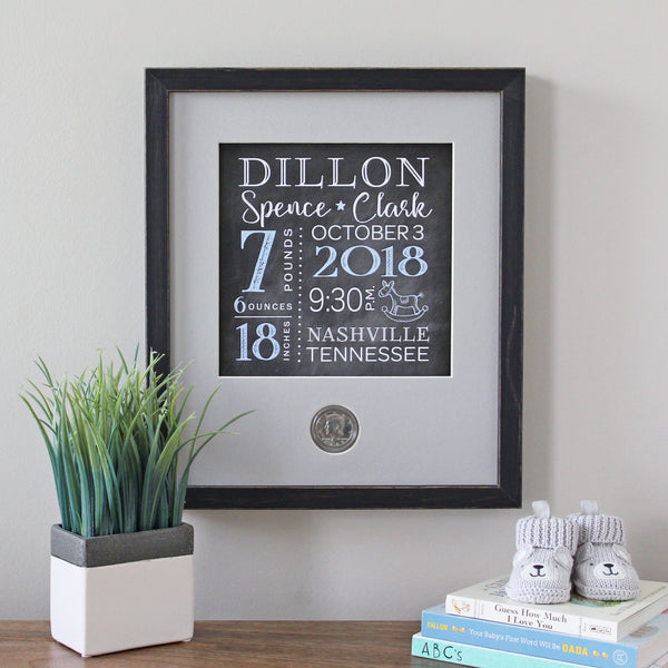 Baby Chalkboard CoinArt / Color Choices