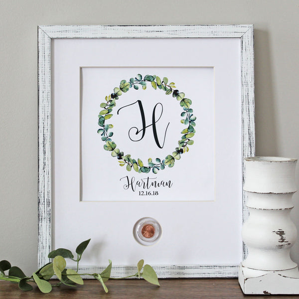 Farmhouse Wreath Monogram CoinArt