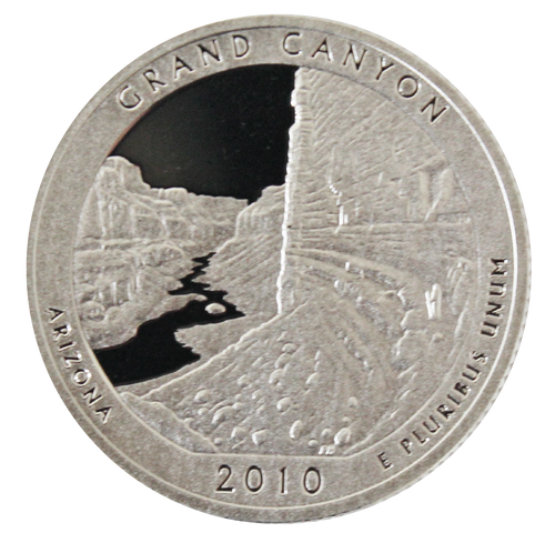 2010 / America the Beautiful Deep Cameo Silver Proof Quarter  / Grand Canyon National Park