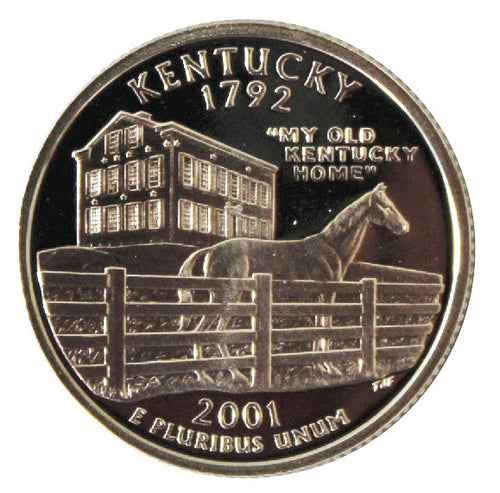 2001 / State Quarter Deep Cameo Silver Proof / Kentucky