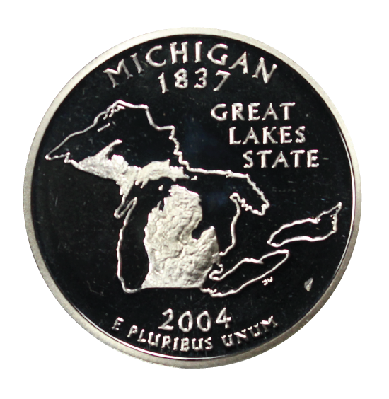 2004 / State Quarter Deep Cameo Silver Proof / Michigan
