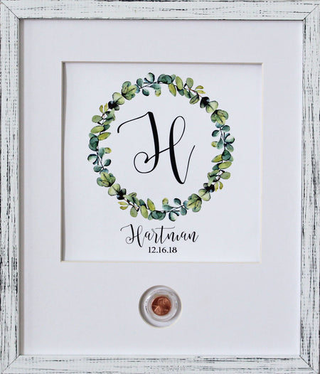 Wedding Wreath Monogram CoinArt / Color Choices