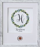 Farmhouse Wreath Wedding Monogram CoinArt